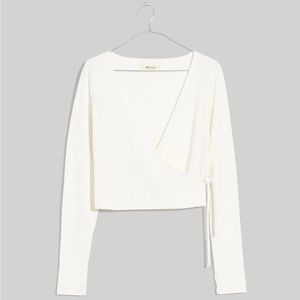 Madewell MWL Ribbed V-neck Wrap Top